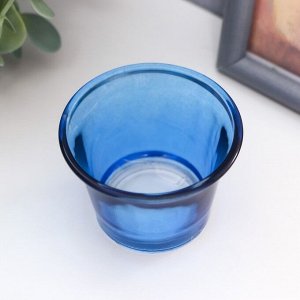 Подсвечник стекло на 1 свечу "Глянец" синий 4,7х6,2х6,2 см