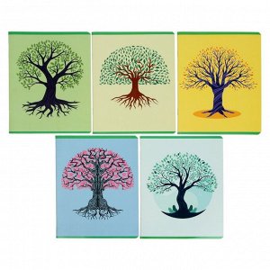 Тетрадь А5, 48 листов в клетку "Дерево жизни", обложка мелованный картон, выборочный УФ-лак, блок офсет, МИКС