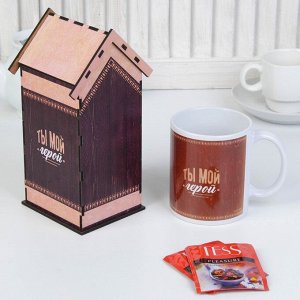 Подарочный набор "Лучший папа в мире", чайный домик, кружка, 21 х 20,5 х 9 см