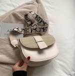 Женская сумка, широкая лямка с принтом, цвет молочный