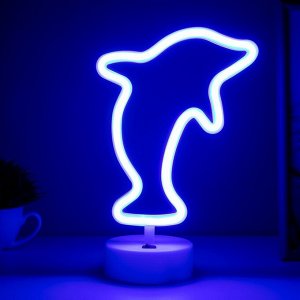 Ночник "Дельфин" LED (синий свет) от батареек 3хААА USB 21x10x18,5 см