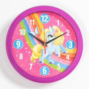 Часы настенные "Пони" обод фиолетовый, d=28 см
