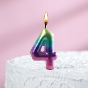 Свеча в торт ""Акварель"", цифра 4, 6 см
