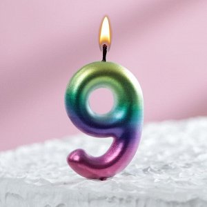 Свеча в торт ""Акварель"", цифра 9, 6 см