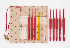 Tulip Набор крючков для вязания "ETIMO Red" 8 видов крючков в наборе, алюминий/пластик, красный