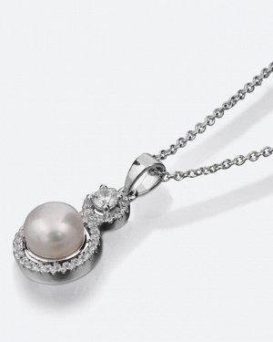 Pearls Melody Кулон с крупной белой жемчужиной в оправе из цирконов