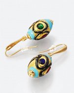 MIA. Серьги с овальными подвесками и золотым рисунком