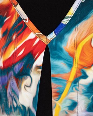 AP Блуза Описание 2 в 1: блуза-кардиган Акварельный принт Легкий в уходе материал Дизайнерская блуза с изысканным акварельным принтом смотрится, как легкий кардиган, накинутый на однотонный топ. Прита