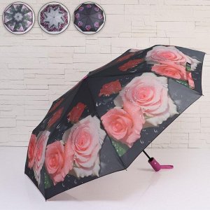 Зонт полуавтоматический «Цветочное очарование», ветроустойчивый, 3 сложения, 8 спиц, R = 49 см, цвет МИКС
