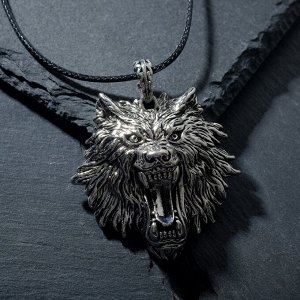 Кулон унисекс "Медведь", цвет чернёное серебро, 44см
