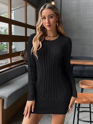 Облегающее платье-свитер вязаный без пояса