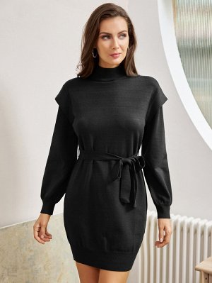 Kate Kasin Платье-свитер с воротником-стойкой с поясом