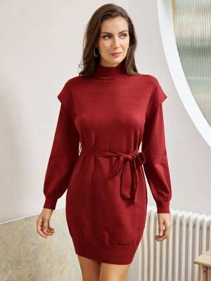 Kate Kasin Платье-свитер с воротником-стойкой с поясом