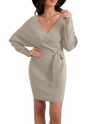DEARCASE Платье-свитер с рукавами "доломан" с поясом