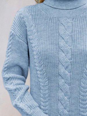 Simplee Платье-свитер с высоким воротником вязаный с фестончатой отделкой