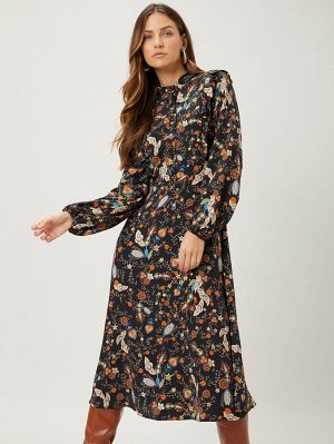 MOTF PREMIUM Платье-рубашка с цветочным рисунком с оборкой