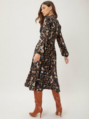 MOTF PREMIUM Платье-рубашка с цветочным рисунком с оборкой