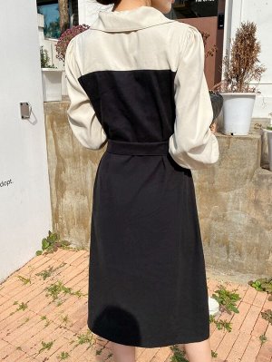 DAZY Платье-рубашка двухцветный с поясом