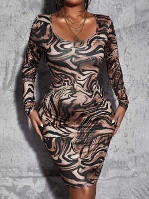 SXY Облегающее платье с тигровым узором с принтом