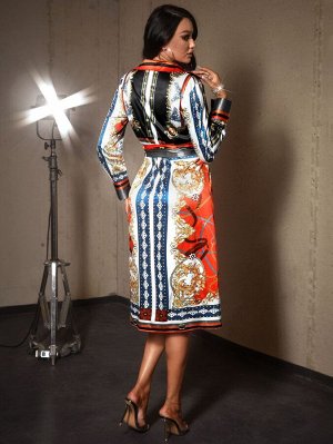 SXY Платье-рубашка с принтом барокко и поясом