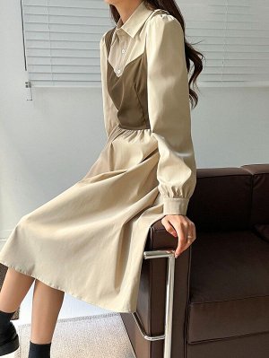 DAZY Платье-рубашка с пышным рукавом с узлом сзади 2 в 1