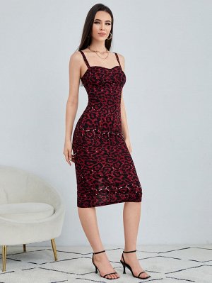 Облегающее платье с леопардовым принтом с разрезом сзади