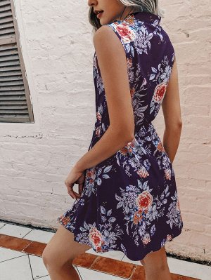 Платье с цветочным принтом с узлом