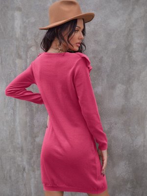 Платье-свитер с оборкой