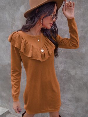 Платье-свитер с оборкой