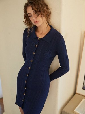 Knit Mix Облегающее платье-свитер на пуговицах