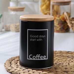 Банка для сыпучих продуктов кофе Lifestyle, 11*15,5 см, цвет чёрный