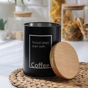 Банка для сыпучих продуктов кофе Lifestyle, 11*15,5 см, цвет чёрный