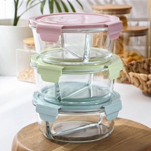 Контейнер двухсекционный круглый с крышкой Cookn Freeze, 780 мл, 18x7,2 см, цвет МИКС