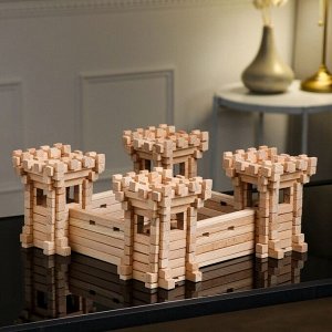 Конструктор деревянный «Крепость с башнями», 282 детали, массив бука