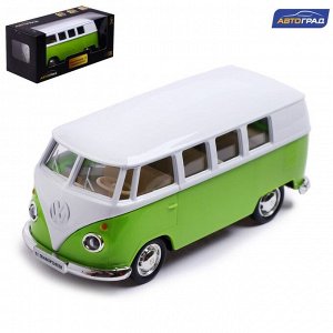 Машина металлическая VOLKSWAGEN TRANSPORTER T1, 1:32, открываются двери, инерция, цвет красный