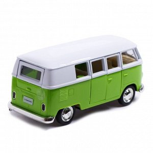 Машина металлическая VOLKSWAGEN TRANSPORTER T1, 1:32, открываются двери, инерция, цвет красный