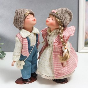 Кукла коллекционная парочка поцелуй набор 2 шт "Осенняя прогулка" 30 см