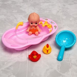 Набор игрушек для игры в ванне «Пупс в ванне», 5 предметов