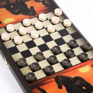 Нарды "Жеребец", деревянная доска 40 x 40 см, с полем для игры в шашки
