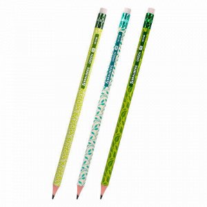 Карандаш чернографитный BRAUBERG &quot;GREEN&quot;, 1 шт., HB, с ластиком, пластиковый, ассорти, 181746