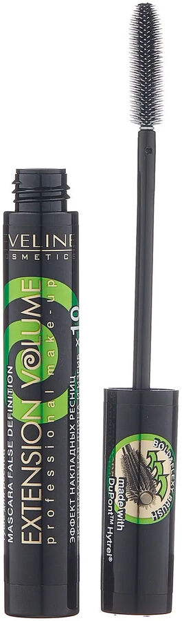 EVELINE Extension Volume Тушь для ресниц Экстремальная длина и изгиб х10 Extension Volume, черная 10 мл