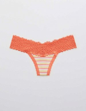 Aerie Cotton Eyelash Lace Thong Underwear