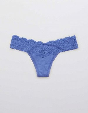 Aerie Cotton Eyelash Lace Thong Underwear