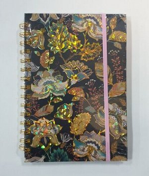 Блокнот-скетчбук на гребне А5 "Цветы в золоте"