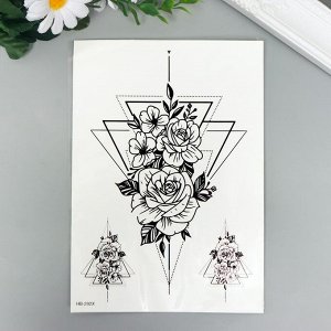 Татуировка на тело чёрная "Розы и символы" 21х15 см 7040512
