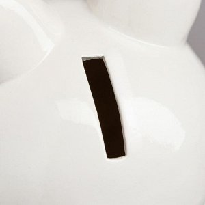 Копилка "Неваляшка", с круглыми ушками, белая, керамика, 23 см