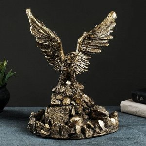 Подставка для мелочей "Орел на камнях с поднятыми крыльями" 36х28х22 см, бронза с позолотой