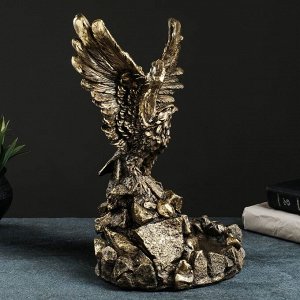 Подставка конфетница "Орел на камнях с поднятыми крыльями" 36х28х22 см, бронза с позолотой