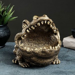 Подставка для мелочей "Крокодильчик" 18х24х17 см, бронза с позолотой