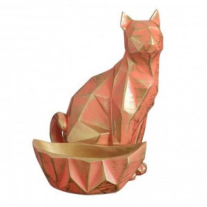 Подставка универсальная "Кот полигональный" розовый с золотом,  29х23х20см